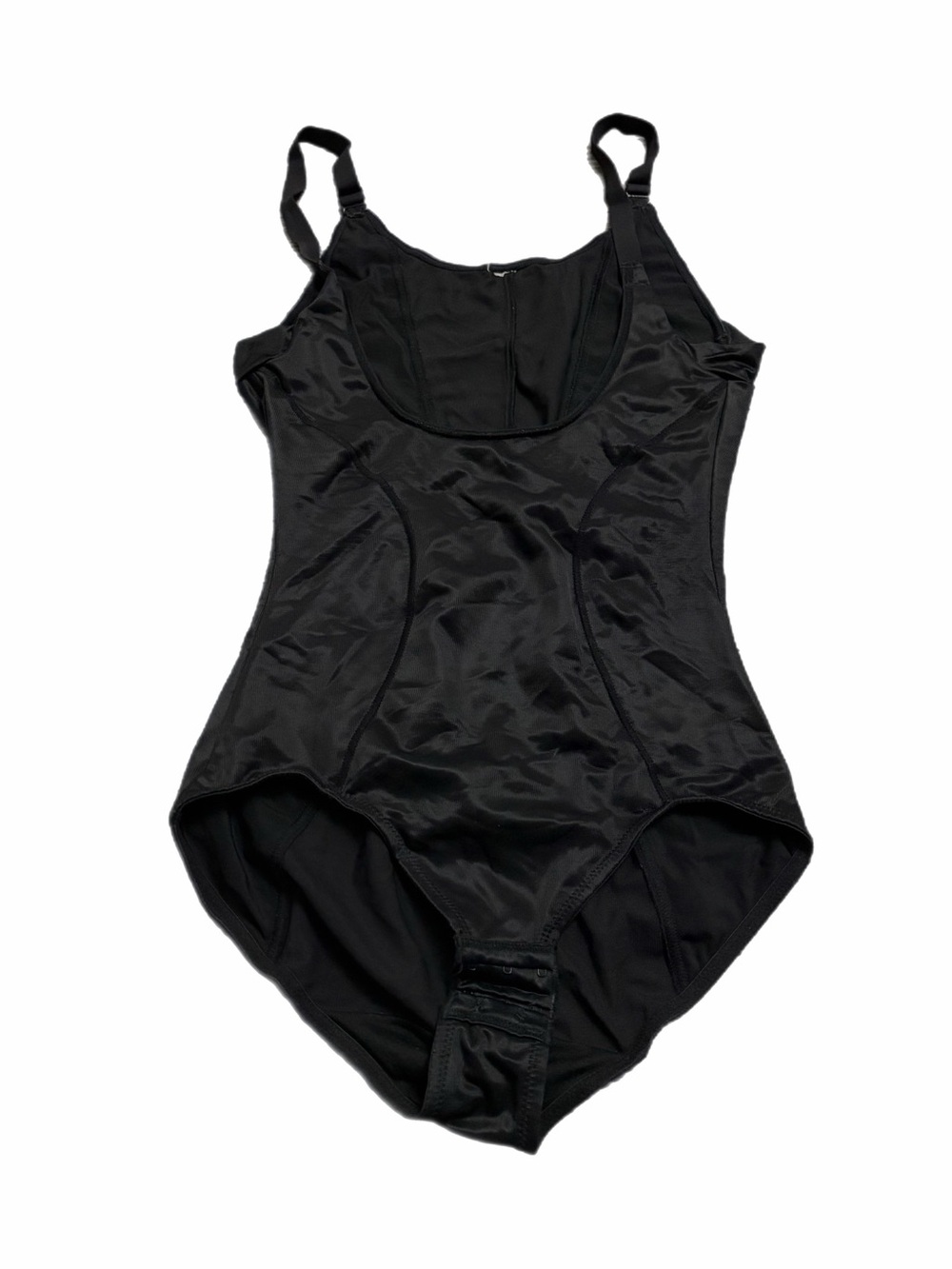 80s European Vintage Scoop Neck Shapewear Shaper Bodysuit (Black) Size S
